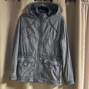 Carbon2cobalt Women's charcoal Hooded Jacket 100%cotton size S functional